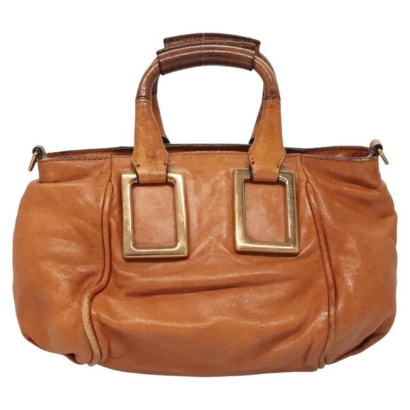 Chloe Etel Hand Bag Leather 2way Brown Gold Auth - Picture 3 of 16